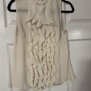 H&M Cream Ruffle Front Blouse